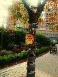 Sign board on road