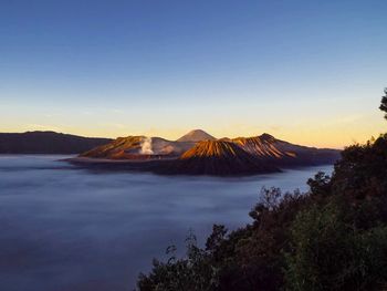 View of mountain at sunset