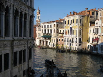 View of buildings against clear sky