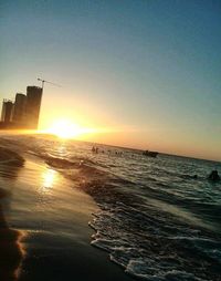 Scenic view of sea at sunset