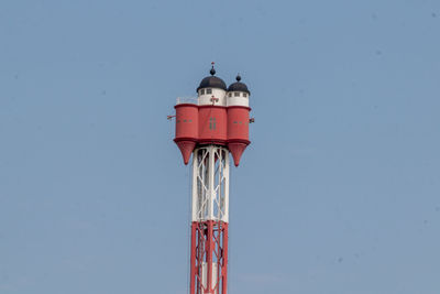 Low angle view of lighthouse against clear sky