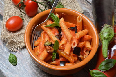 Close-up of salad in bowl on table