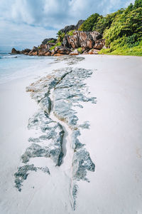 Scenic view of sea shore against sky