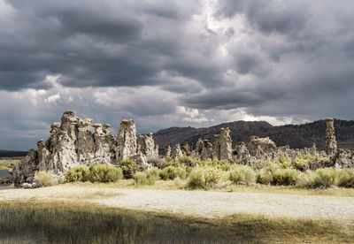 View of castle against cloudy sky