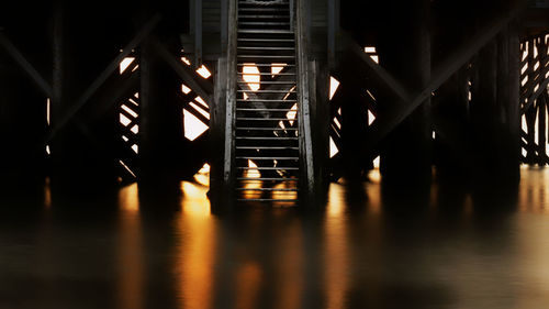 Bridge in illuminated building