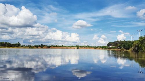 Scenic view of lake against sky