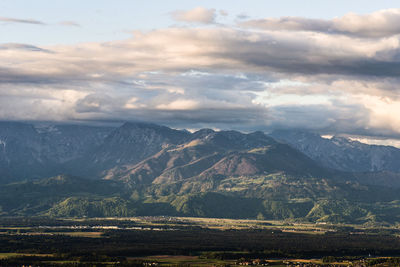 Scenic view of mountains against sky