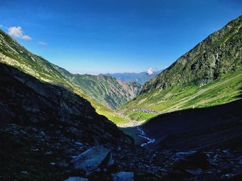 Scenic view of mountains against sky. chamba himachal pradesh