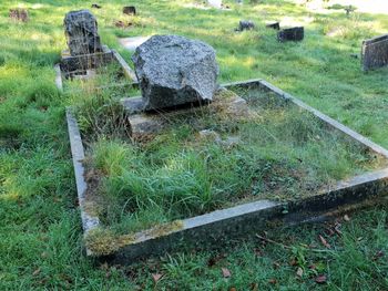 Stone wall in cemetery