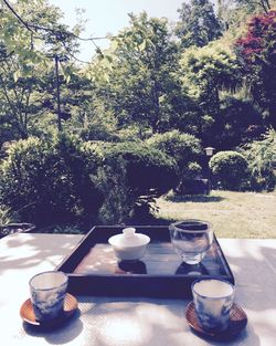 Coffee cup on table