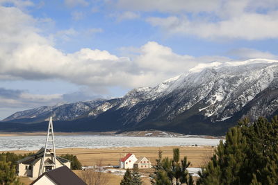 Scenic view of sea against cloudy sky