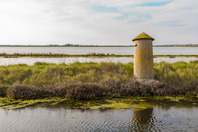 Scenic view of lake against sky