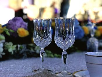 Close-up of water in glass on table