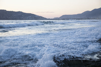 Scenic view of sea against sky during sunset