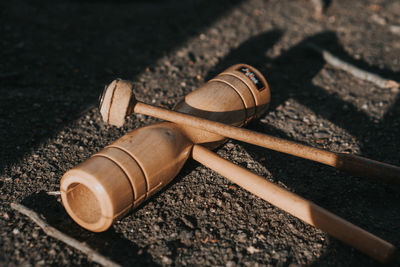 High angle view of tools on table