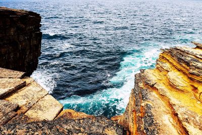 High angle view of rocks in sea