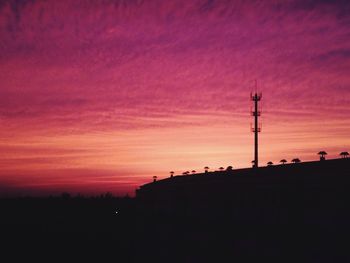 Silhouette of building against sky during sunset