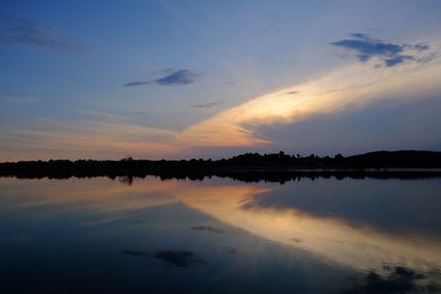 Reflection of clouds in calm lake