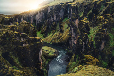 Scenic view of waterfall