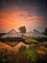 Scenic view of landscape against sky during sunset