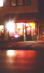 Reflection of illuminated buildings in water