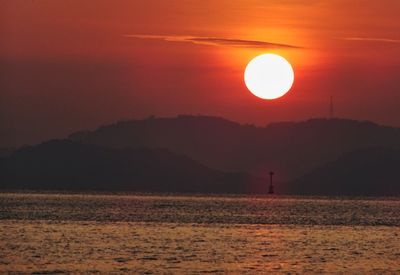 Scenic view of silhouette landscape against sky during sunset