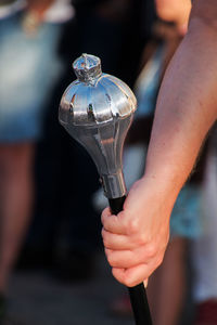 Close-up of cropped drum major