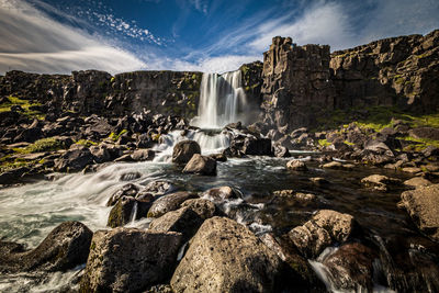 Water splashing on rocks