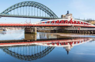 Reflection of bridge in water