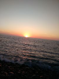 Scenic view of sea against dramatic sky