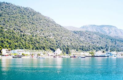 Scenic view of sea against clear sky