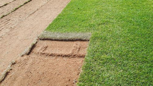 High angle view of field