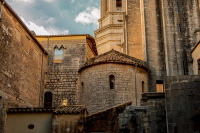 Low angle view of old building against sky