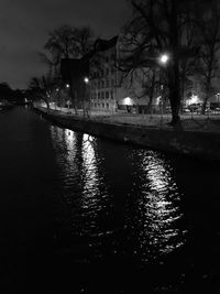 View of illuminated city at night