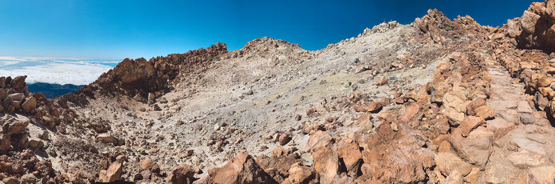 Panoramic view of rocky mountains against sky