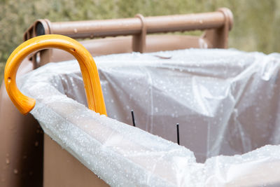 High angle view of plastic bag