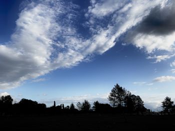 Silhouette trees on field against sky