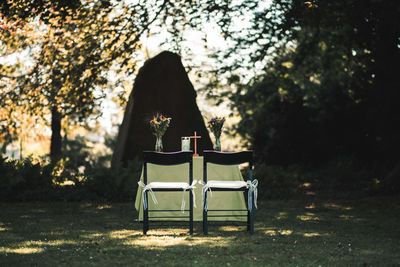 Chairs and table outdoors