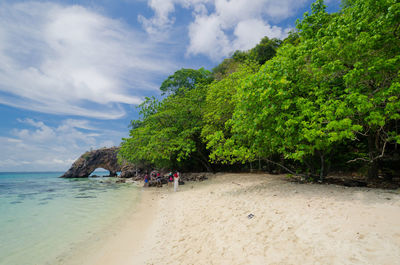 Scenic view of beach against sky