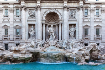 The famous trevi fountain seen from the front. daylight photography with natural light, 