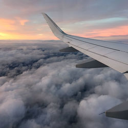 Aerial view of cloudscape against sky during sunset