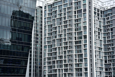 Low angle view of modern buildings in city