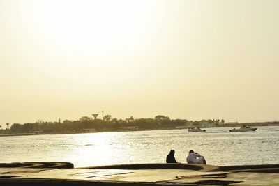 Scenic view of boats in sea