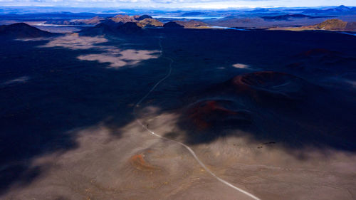 Aerial view of volcanic landscape