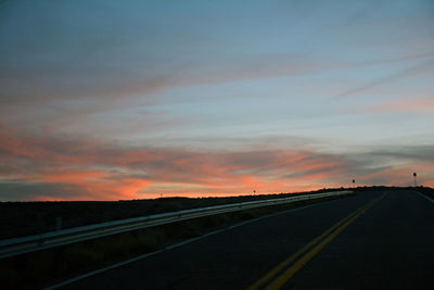 Road against sky during sunset