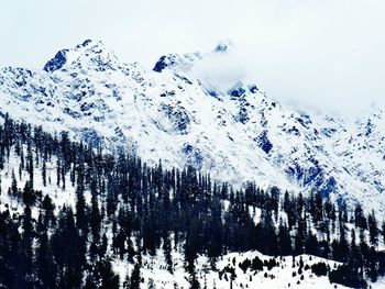 Low angle view of snowcapped mountain