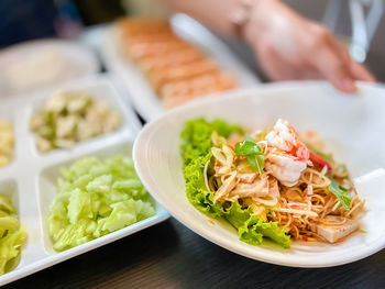 Close-up of food served in plate