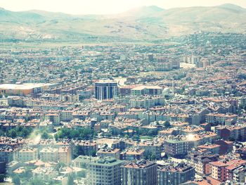 High angle view of townscape against sky