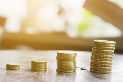 Close-up of a stack of coins