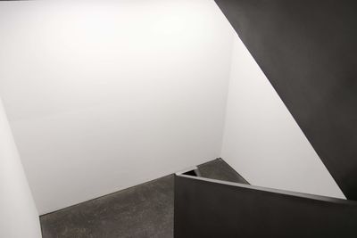 High angle view of white wall